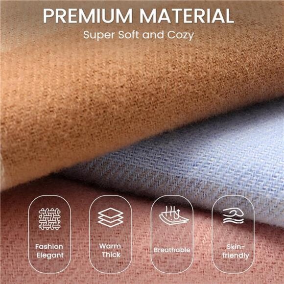 Cashmere Feel Plaid Scarf, Long Blanket Scarf, Red - Picture 6 of 7